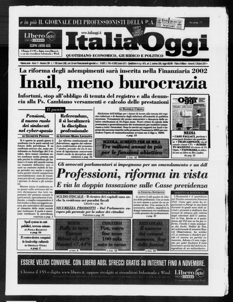 Italia oggi : quotidiano di economia finanza e politica